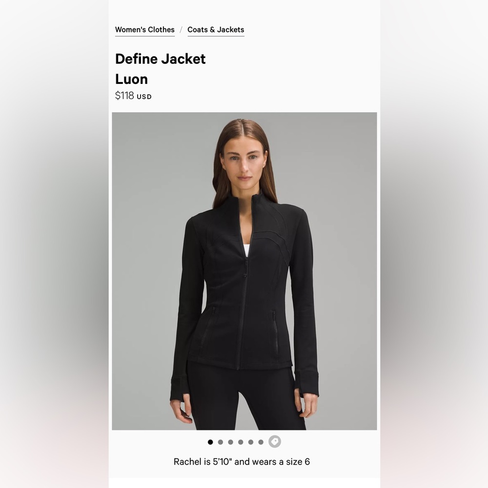 Lulu lemon define black jacket